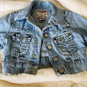 True Religion Jimmy Cropped Light Denim jacket XS